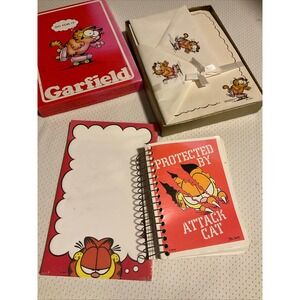 Vintage Garfield Stationery Set Mead Notebook Notepad Roller Skating 1978 80s